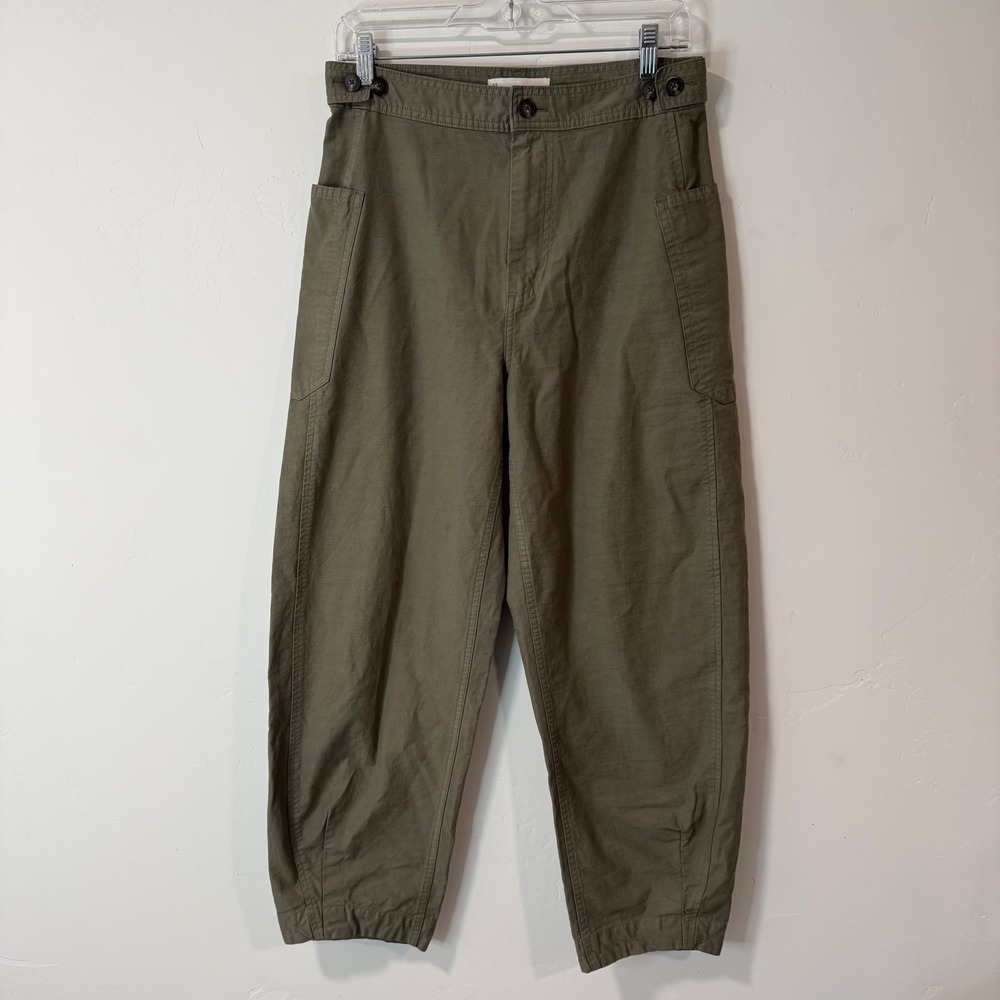 Everlane Womens Fatigue Barrel Pants 4 Olive Green Organic Cotton Linen Blend